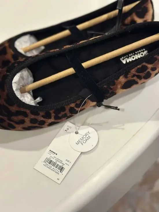 Sonoma Goods For Life Girls Izzie Leopard Ballet Flat Shoes with Memory Foam - Picture 6 of 6